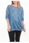 LARGE SIZE T-SHIRT EMPIECEMENT LACE 5060 BLUE