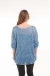 LARGE SIZE T-SHIRT EMPIECEMENT LACE 5060 BLUE