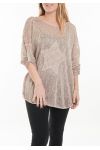 GRANDE TAILLE T-SHIRT EMPIECEMENT DENTELLE 5060 TAUPE