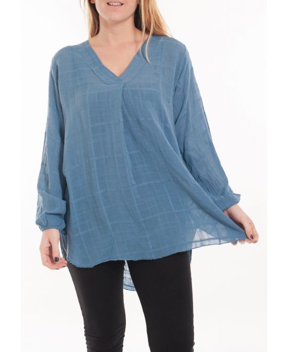 SIZE LARGE BLOUSE V-NECK 5061 BLUE