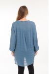 GRANDE TAILLE BLOUSE COL V 5061 BLEU