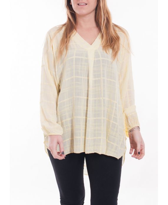 GRANDE TAILLE BLOUSE COL V 5061 JAUNE