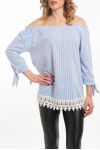 TOP EPAULES DENUDEES RAYURES 5065 BLEU