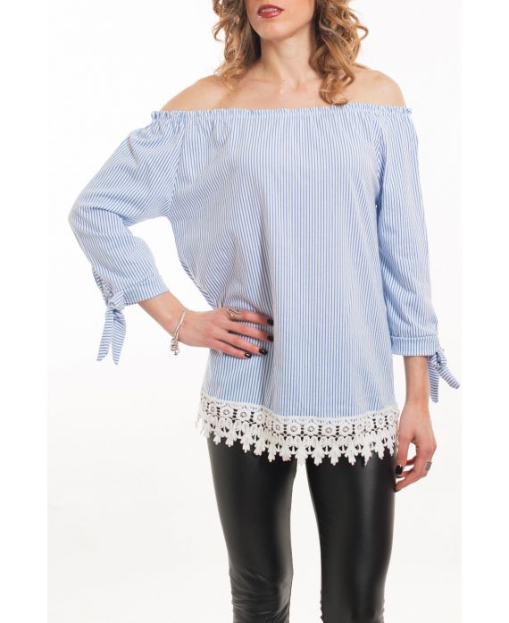 TOP EPAULES DENUDEES RAYURES 5065 BLEU