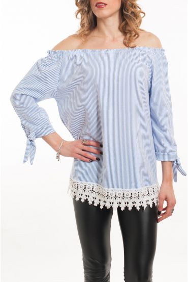 TOP EPAULES DENUDEES RAYURES 5065 BLEU