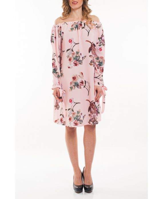 JURK SCHOUDERS DENUDEES BLOEMEN 5064 ROZE