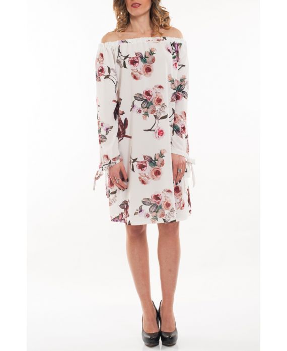 KLEID SCHULTERN DENUDEES BLUMEN 5064 WEIß