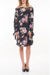 ROBE EPAULES DENUDEES FLEURS 5064 NOIR