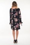 ROBE EPAULES DENUDEES FLEURS 5064 NOIR