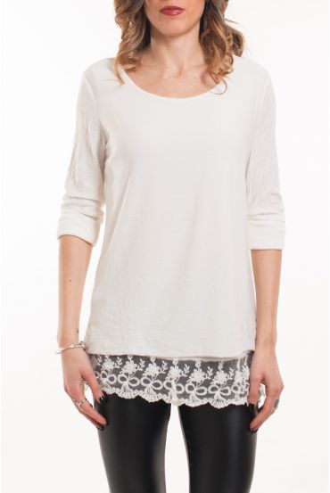 T-SHIRT OVERLAY LACE 5051 WHITE