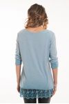 T-SHIRT MIT SPITZEN-OVERLAY 5051 BLAU