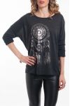 T-SHIRT PIUME INDIETRO AJOURE 5048 NERO