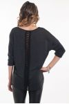 T-SHIRT FEATHERS BACK AJOURE 5048 BLACK