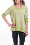 T-SHIRT DOS GUIPURE 5047 VERT ANIS