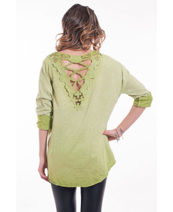 T-SHIRT BACK LACE 5047 GREEN ANISE