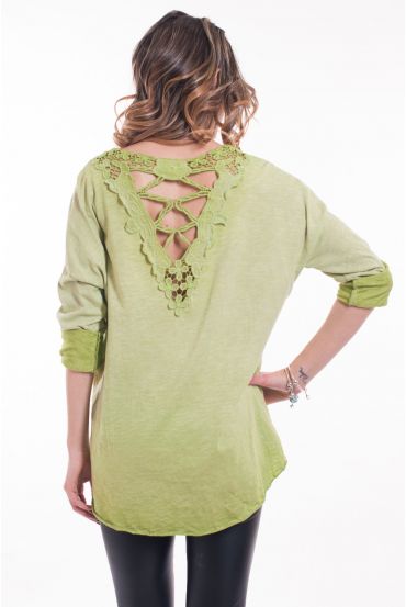 T-SHIRT BACK LACE 5047 GREEN ANISE