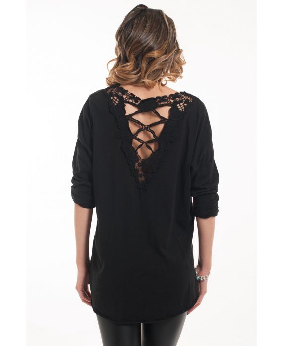 T-SHIRT BACK LACE 5047 BLACK