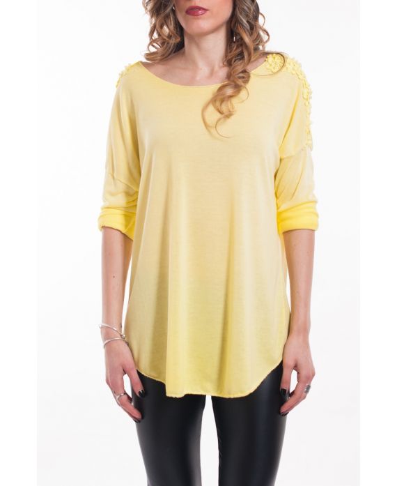 T-SHIRT EPAULES PERLES 5046 JAUNE