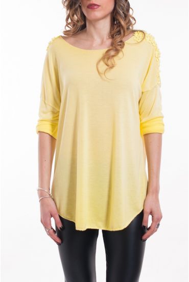 T-SHIRT EPAULES PERLES 5046 JAUNE