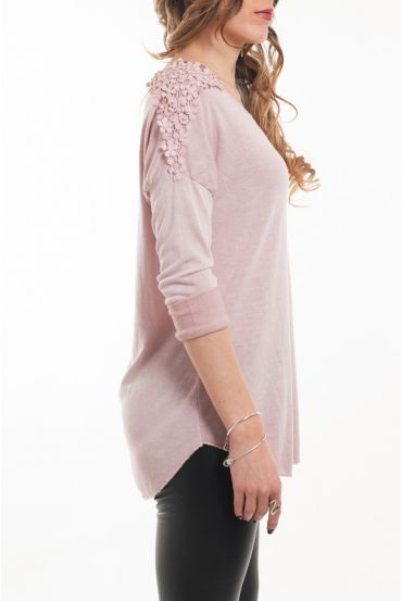 T-SHIRT EPAULES PERLES 5046 ROSE