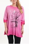 LARGE SIZE T-SHIRT FLOCKING 5079 FUSHIA