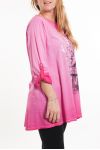 LARGE SIZE T-SHIRT FLOCKING 5079 FUSHIA