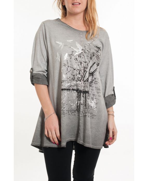 LARGE SIZE T-SHIRT FLOCKING 5079 GREY