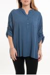 LARGE SIZE BLOUSE SLEEVES PRINTED 5080 BLUE