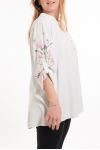 LARGE SIZE BLOUSE SLEEVES PRINTED 5080 WHITE