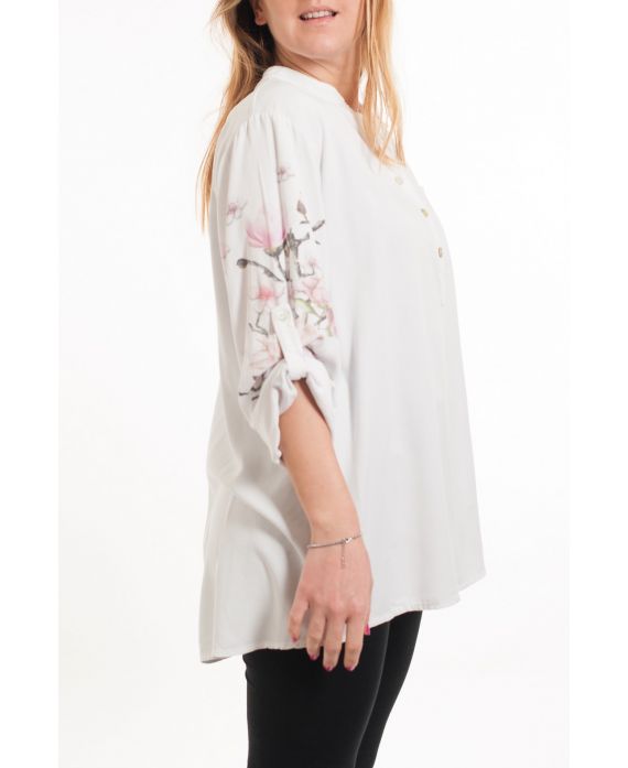 LARGE SIZE BLOUSE SLEEVES PRINTED 5080 WHITE