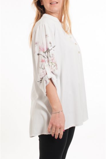 LARGE SIZE BLOUSE SLEEVES PRINTED 5080 WHITE