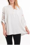 LARGE SIZE BLOUSE SLEEVES PRINTED 5080 WHITE