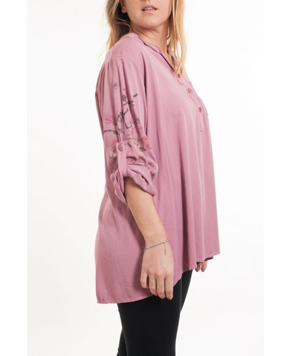 LARGE SIZE BLOUSE SLEEVES PRINTED 5080 ROSE