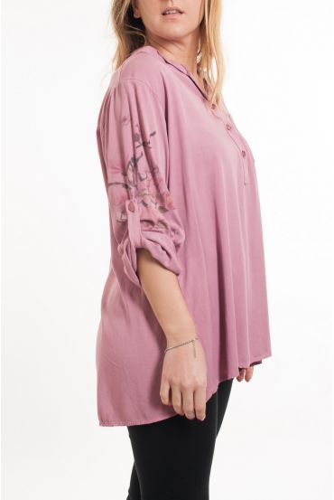 LARGE SIZE BLOUSE SLEEVES PRINTED 5080 ROSE