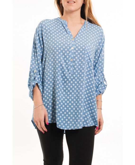 LARGE SIZE BLOUSE A PEA-5081 BLUE