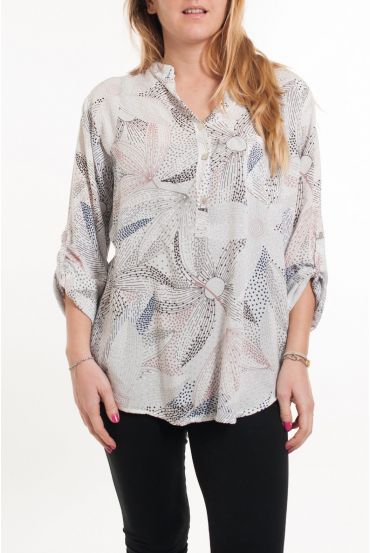 GROOT FORMAAT BLOUSE PRINTS 5082 WIT