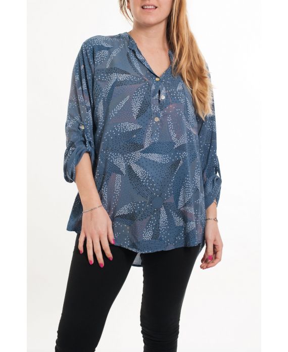 LARGE SIZE BLOUSE PRINTS 5082 BLUE