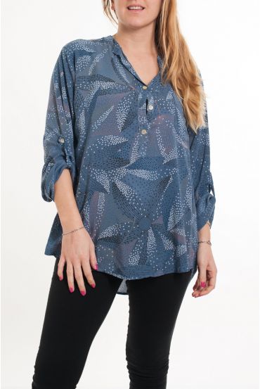 LARGE SIZE BLOUSE PRINTS 5082 BLUE