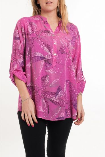 GRAN TAMAÑO DE LA BLUSA IMPRIME 5082 FUSHIA