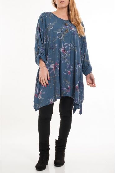 LARGE SIZE TUNIC PRINTED 5084 BLUE