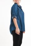 GRANDE TAILLE CHEMISE EFFET JEANS PERLES 5096 BLEU