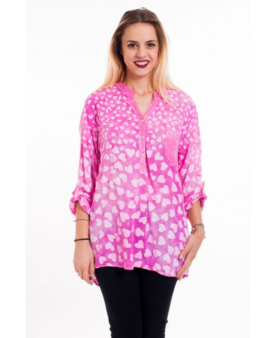 BLUSE GEDRUCKT PAILLETTEN 5091 FUSHIA