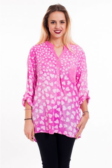 BLUSA DE LENTEJUELAS DE IMPRESIÓN 5091 FUSHIA