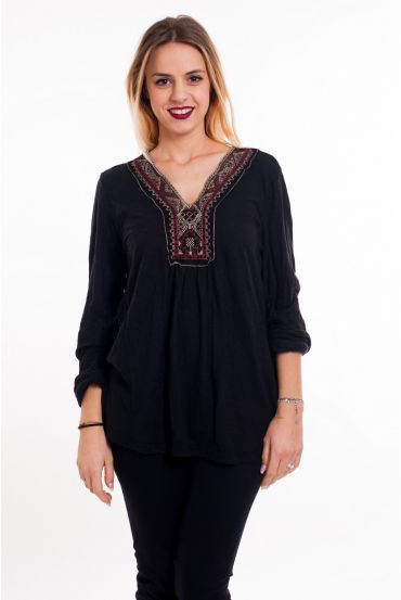 NECK T-SHIRT FANTASIA 6004 NERO