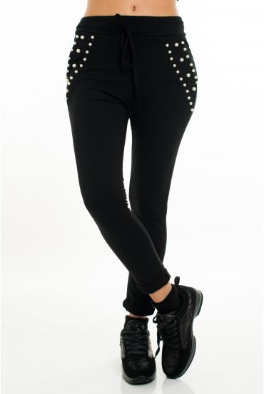 PANTS POCKETS BEADS 5086 BLACK