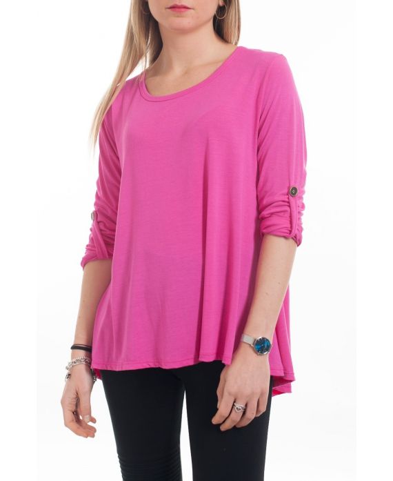 T-SHIRT DOS A BOUTONS 6061 FUSHIA