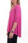 T-SHIRT DOS A BOUTONS 6061 FUSHIA