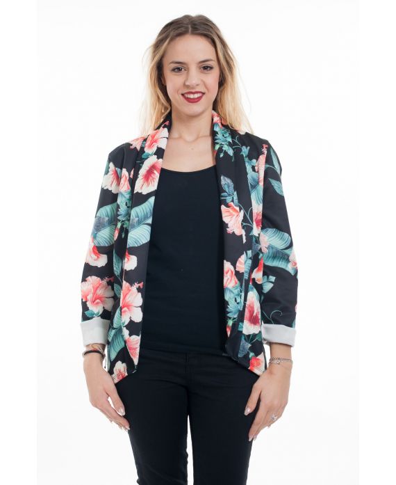 JACKET PRINT FLORAL 6079 BLACK