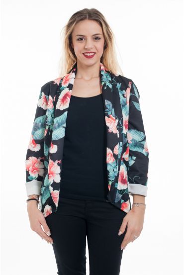 JACKET PRINT FLORAL 6079 BLACK