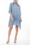 GROßE SET KLEID TUNIKA + SCHAL 6070 BLAU